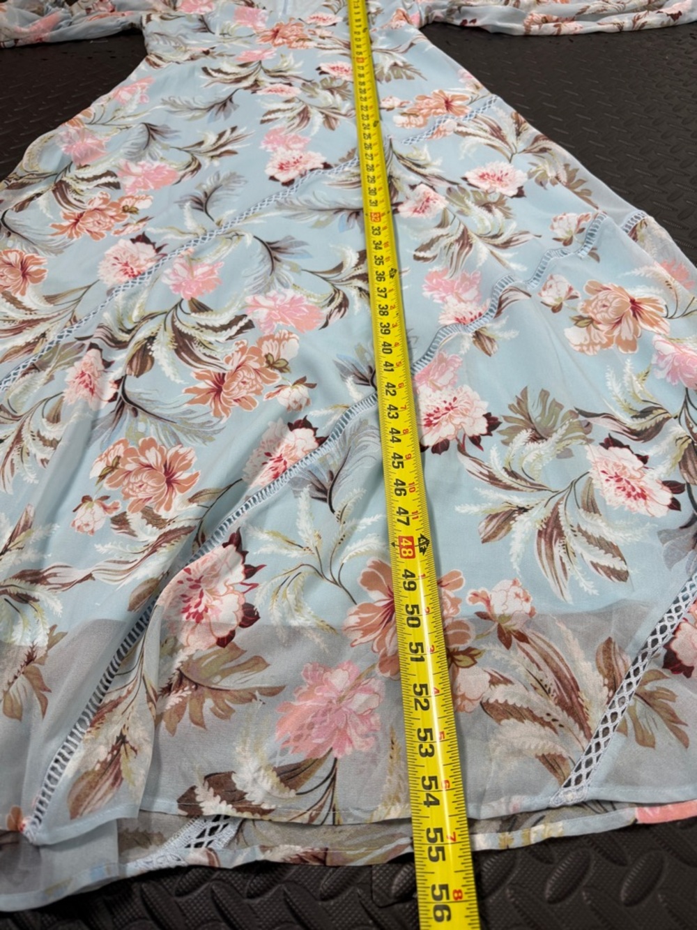 Blue Boho Maxi Dress Cottagecore Floral Romantic Long Sleeve XL - Picture 8 of 9